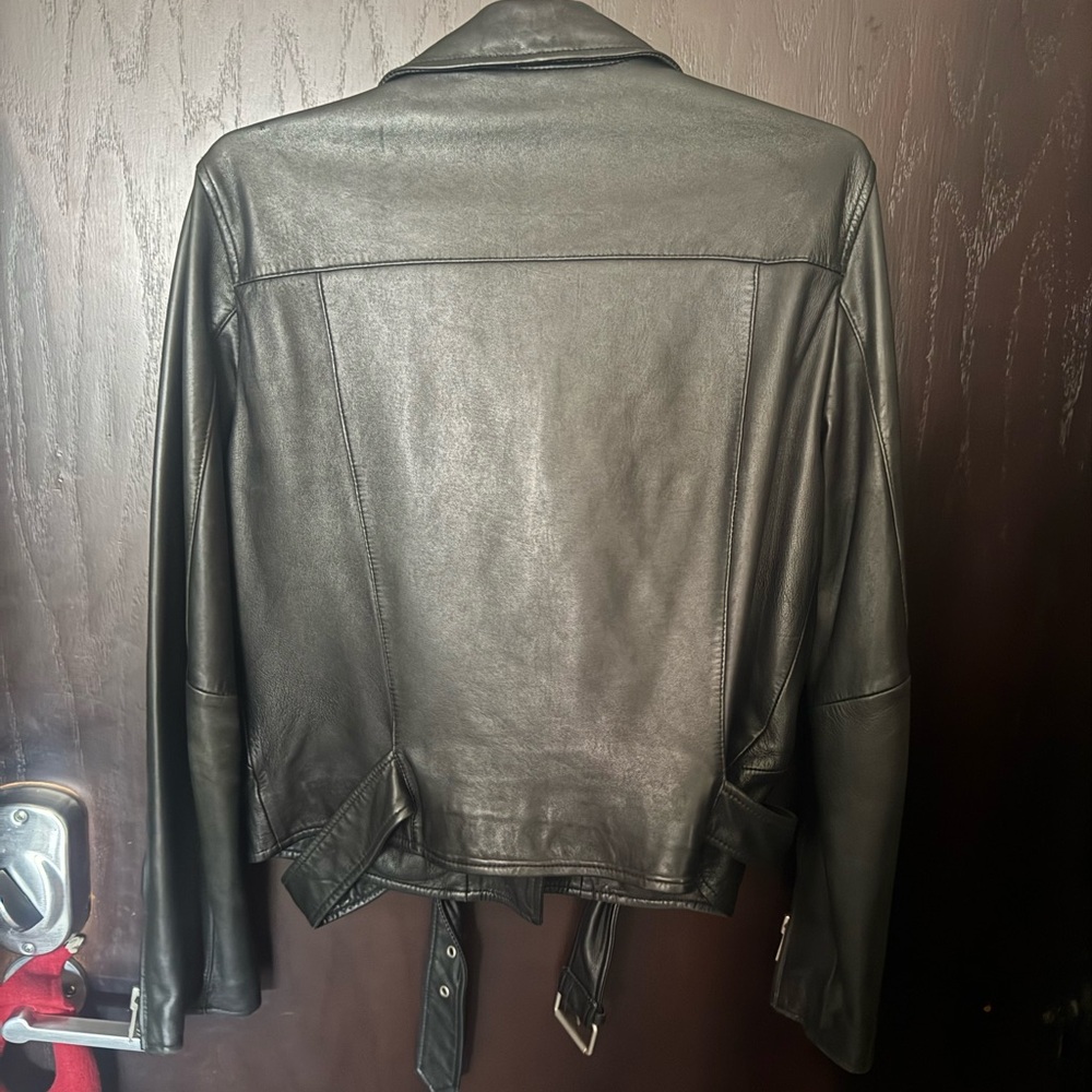 All Saints Balfern Black Leather Biker Jacket - Picture 3 of 8